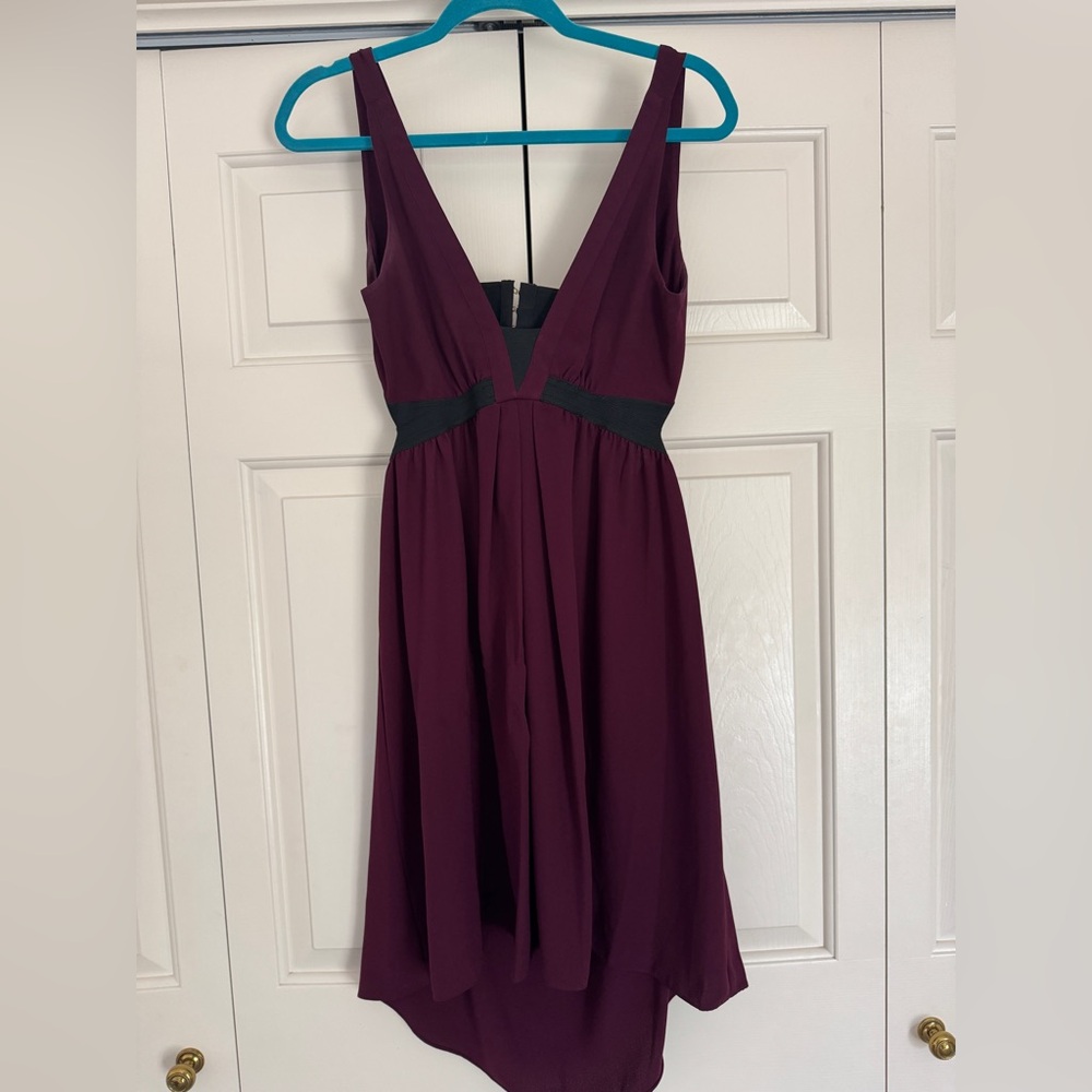 Rachel Roy Plum V-Neck Dress with Waist Accent